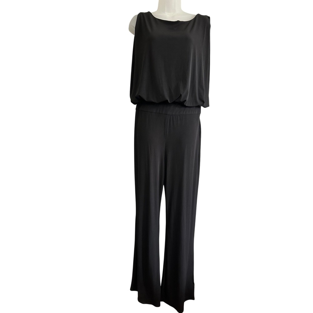 Laundry by Shelli Segal Black Wide Leg Open Back Blouson Jumpsuit Womens 10